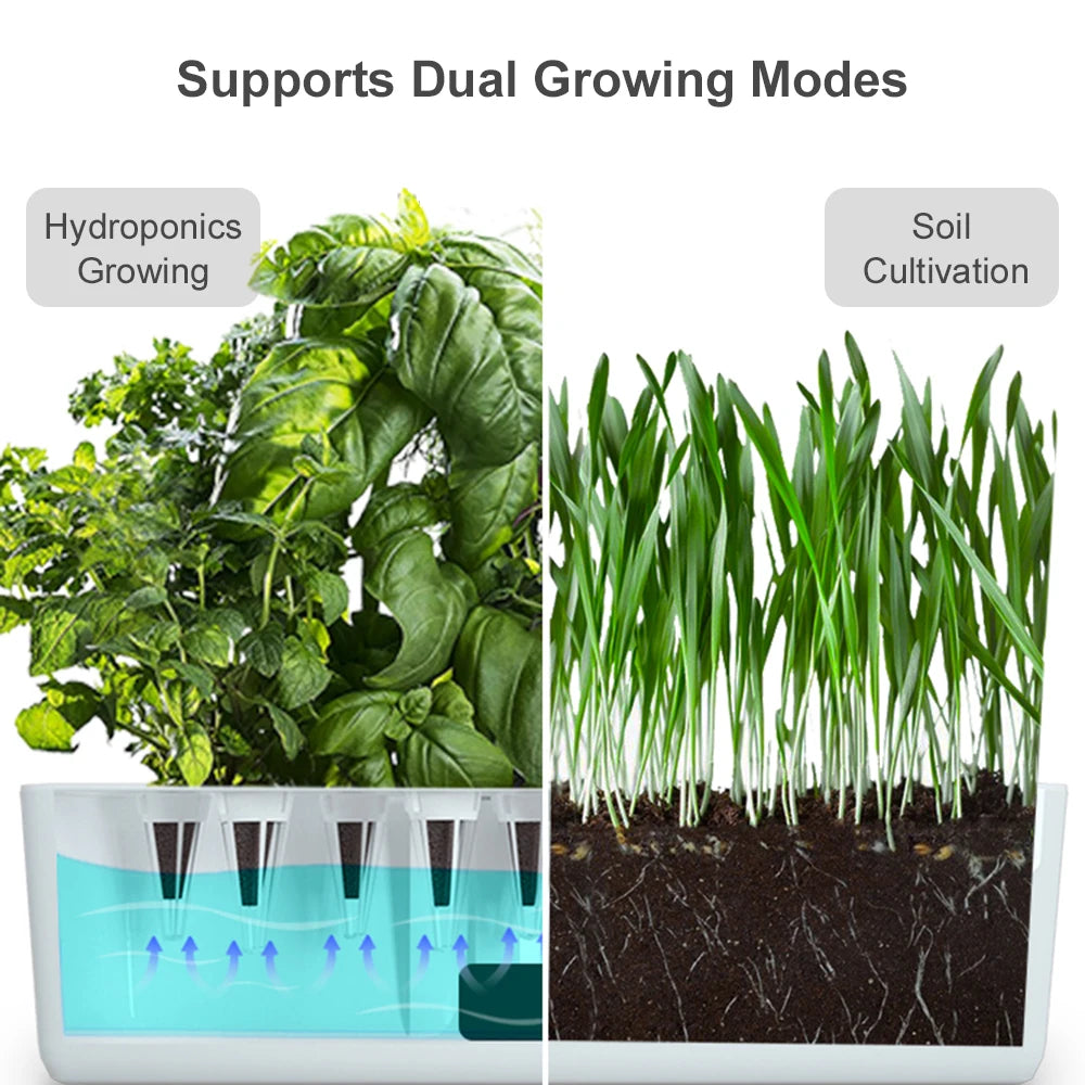 Smart Garden Hydroponics Growing System Indoor Herb Garden Kit Automatic Timing LED Grow Lights Water Pump for Home Flower Pots